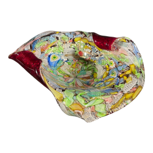 DINO MARTENS pour AURELIANO TOSO Murano, Plat verre Tutti-Frutti Millefiori 1950
