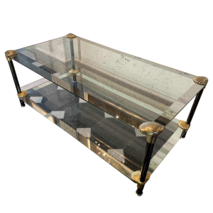 Table basse / Salon ' coquillage ' Laiton DorÃ©, Style Hollywood Regency 1970s