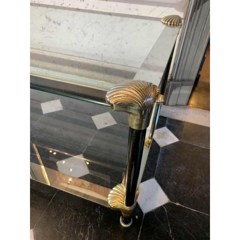 Seashell' Coffee Table, Brass & Glass, Hollywood Regency Style, ca 1970s