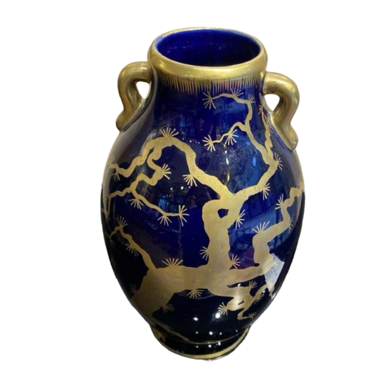 Grand vase en céramique signé Gustave Asch 1900 Art Nouveau, japonisant