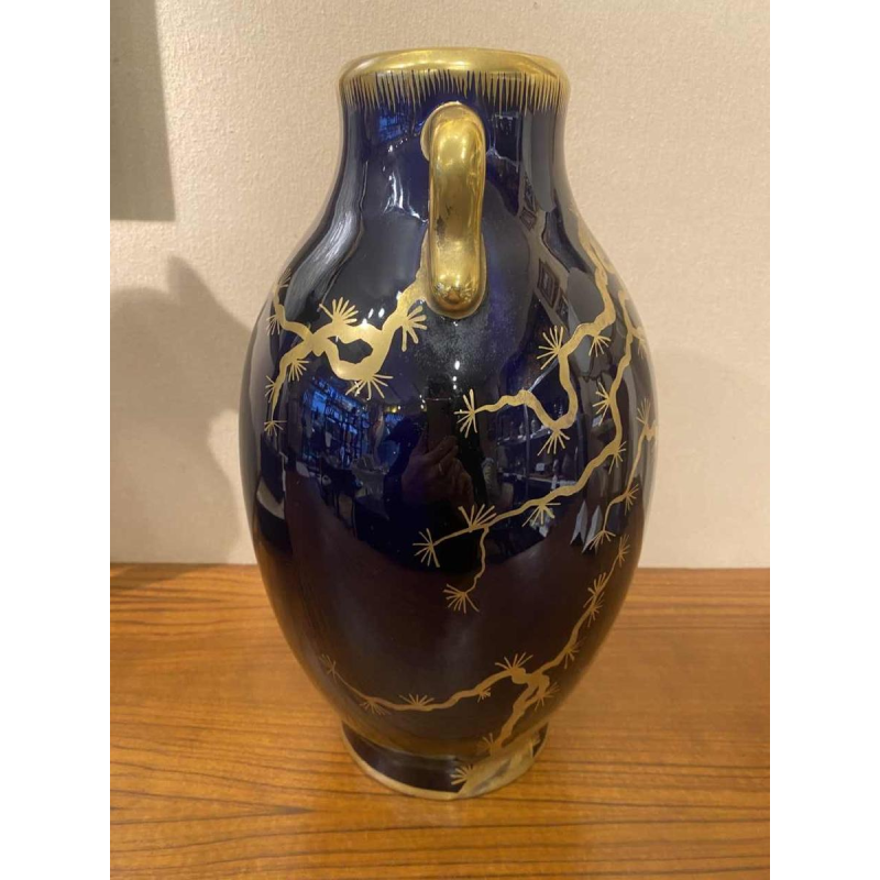 Large ceramic vase signed Gustave Asch 1900 Art Nouveau, Japanese style