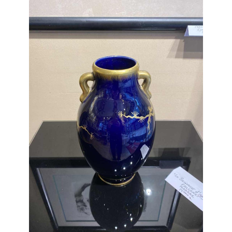 Large ceramic vase signed Gustave Asch 1900 Art Nouveau, Japanese style