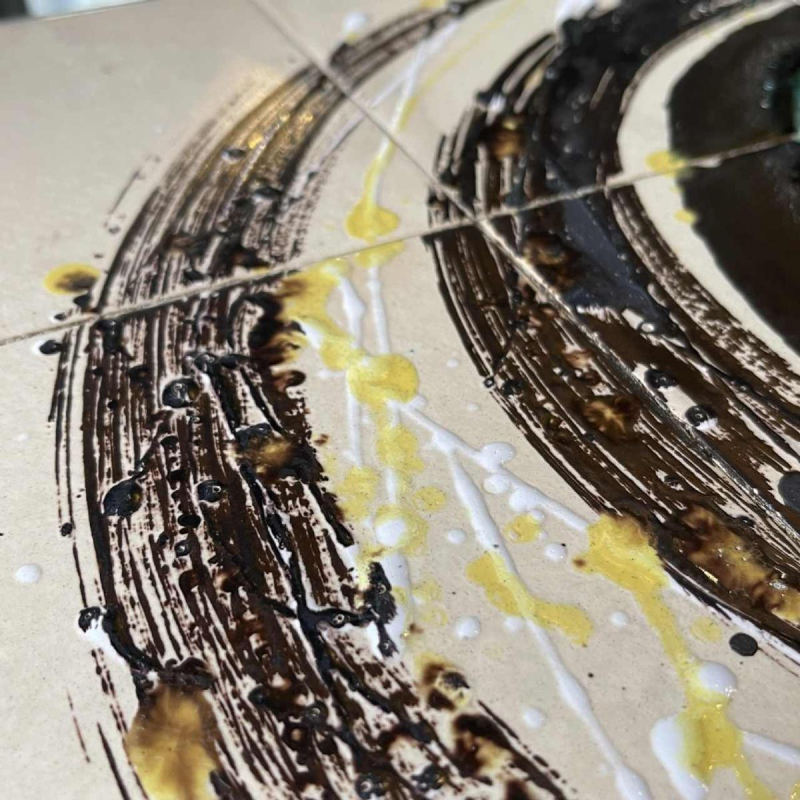 DE NISCO, coffee table ceramic metal chrome Abstract belgian Design, ca 1960