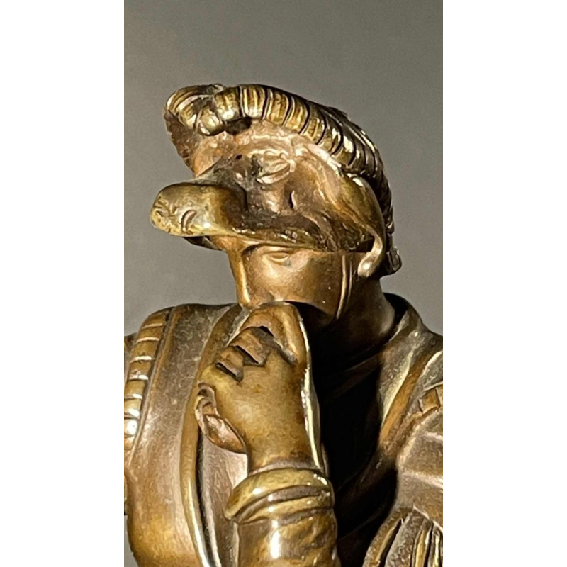 SAUVAGE Ron Liod - Bronze H. LUPPENS Sculpture " Lorenzo de Medici " d'aprÃ¨s MichelAngelo
