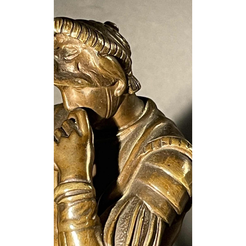 SAUVAGE Ron Liod - Bronze H. LUPPENS Sculpture " Lorenzo de Medici " d'aprÃ¨s MichelAngelo