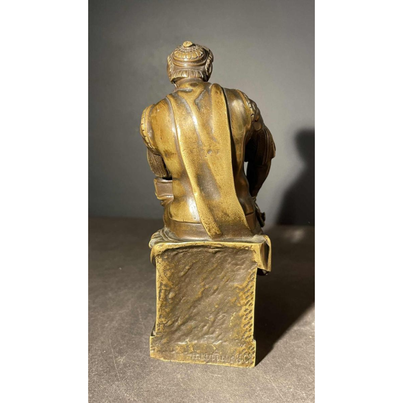 SAUVAGE Ron Liod - Bronze H. LUPPENS Sculpture " Lorenzo de Medici " d'aprÃ¨s MichelAngelo