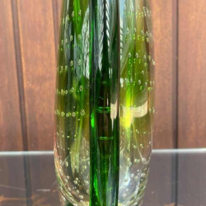 Rosenthal glass vase 1970 entitled Dew Drop green, red and transparent