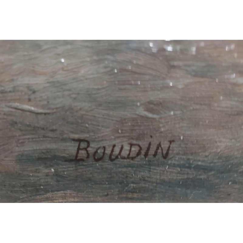 Madeleine Boudin - Schepen voor de haven - schilderij olieverf op doek, begin 20ste eeuw