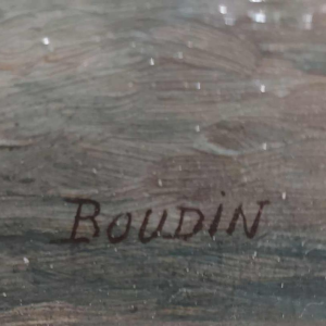 Madeleine Boudin - Schepen voor de haven - schilderij olieverf op doek, begin 20ste eeuw