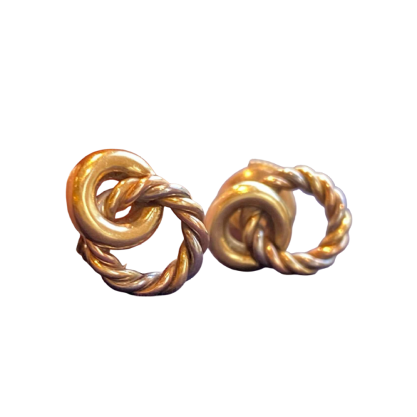 Three gold earrings, ca 1980