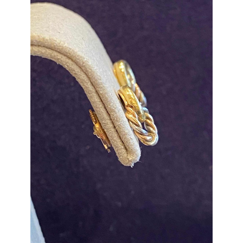 Three gold earrings, ca 1980