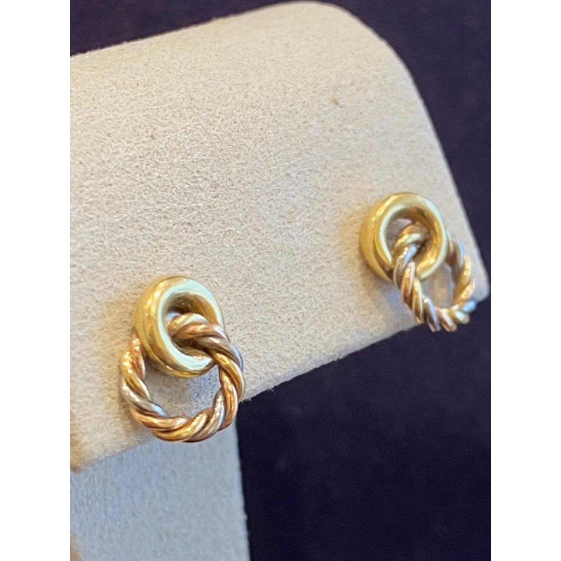 Three gold earrings, ca 1980