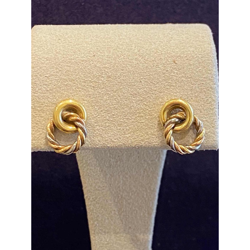 Three gold earrings, ca 1980