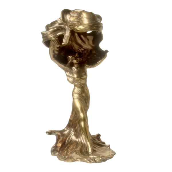 Raoul Larche “Loie Fuller” sculptuur Danseres lamp, brons Art Nouveau, ca 1900