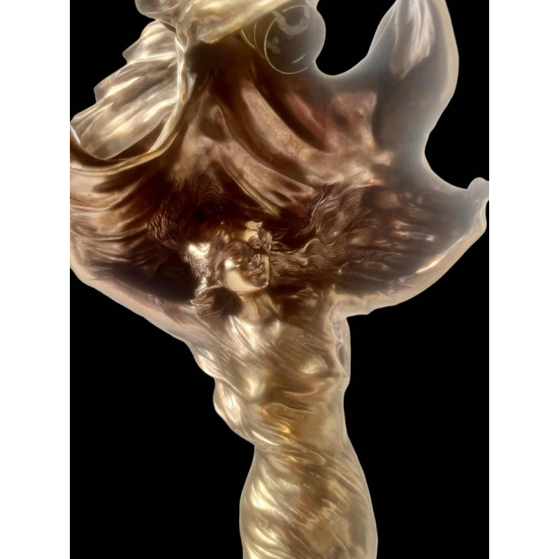 Raoul Larche “Loie Fuller” sculpture Dancer lamp in bronze, Art Nouveau, ca 1900