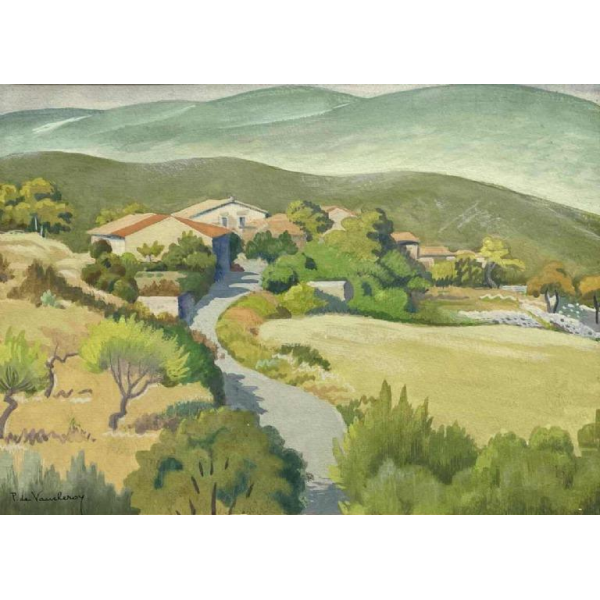 Pierre de Vaucleroy (Bruxelles 1892-1980) « Paysage de Provence » gouache 27x37