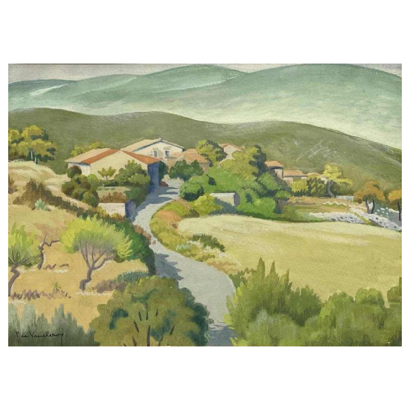Pierre de Vaucleroy (Bruxelles 1892-1980) « Paysage de Provence » gouache 27x37