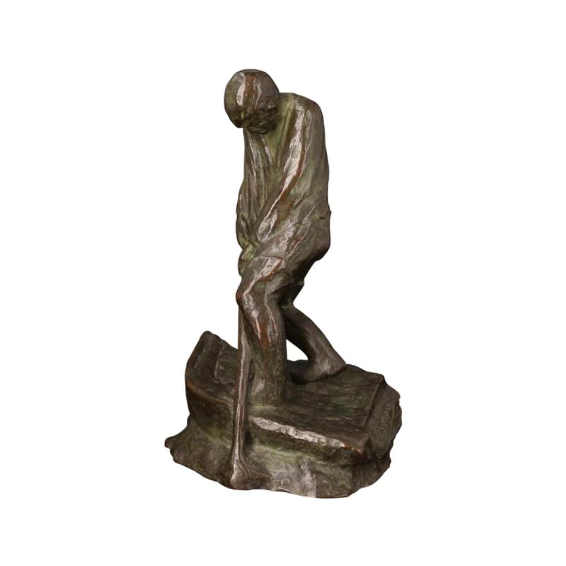 Frans van der Smissen "The Standing Man "sculpture in patinated bronze, first half 20th century