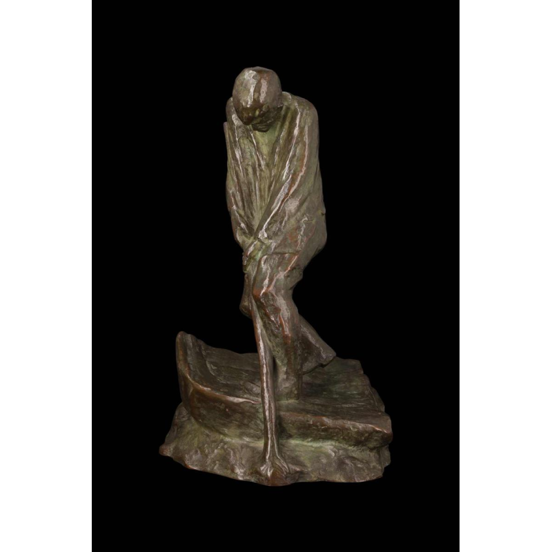 Frans van der Smissen "The Standing Man "sculpture in patinated bronze, first half 20th century