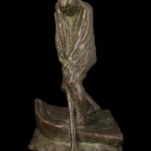 Frans van der Smissen "The Standing Man "sculpture in patinated bronze, first half 20th century