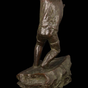 Frans van der Smissen "The Standing Man "sculpture in patinated bronze, first half 20th century