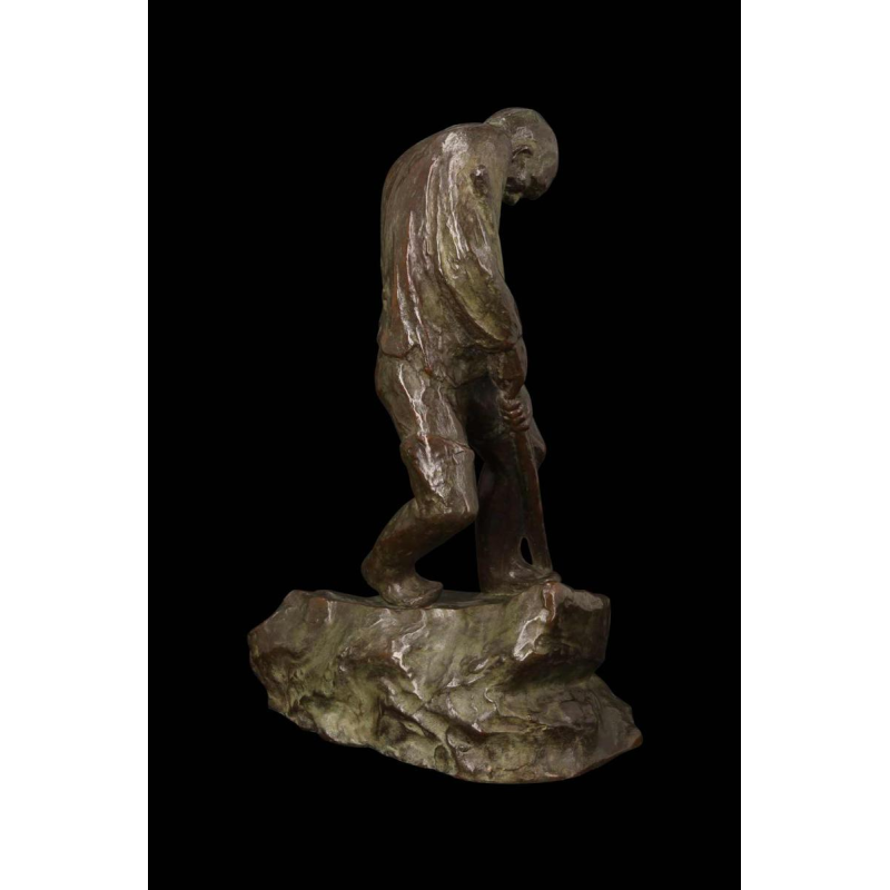 Frans van der Smissen "The Standing Man "sculpture in patinated bronze, first half 20th century