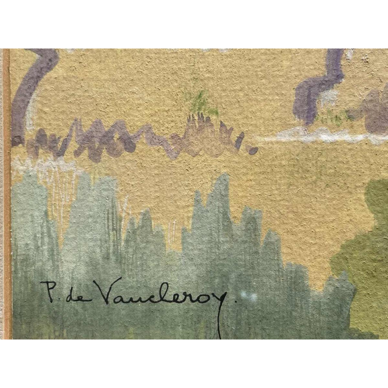 Pierre de Vaucleroy (Brussels 1892-1980) Landscape of Provence gouache 27x37