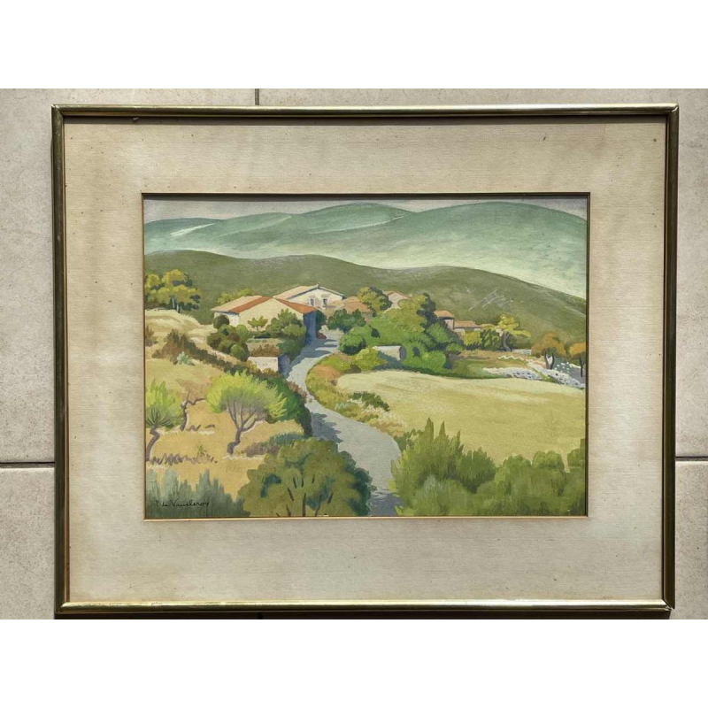 Pierre de Vaucleroy (Brussels 1892-1980) Landscape of Provence gouache 27x37