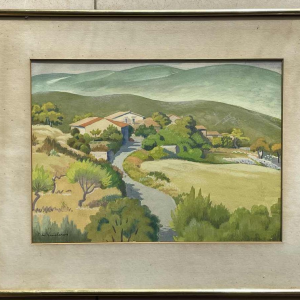 Pierre de Vaucleroy (Brussels 1892-1980) Landscape of Provence gouache 27x37