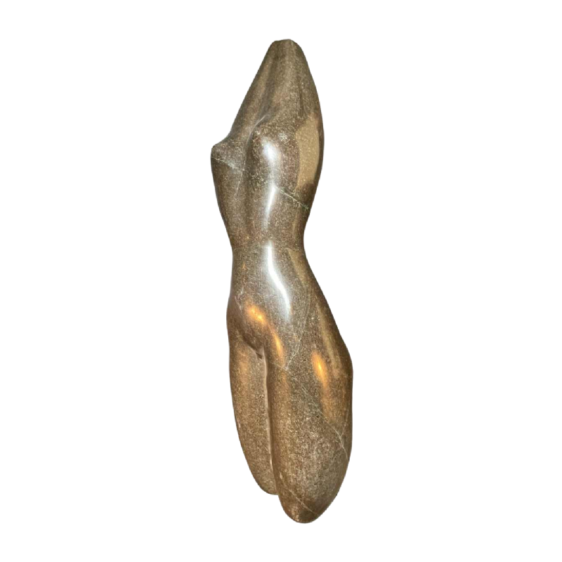 Abstract sculpture femme nue in stone (black marble), signed, 20th century