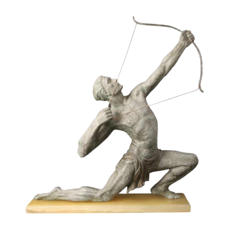 Jean de Roncourt "L'archer" sculpture Art Déco en régule, ca 1920