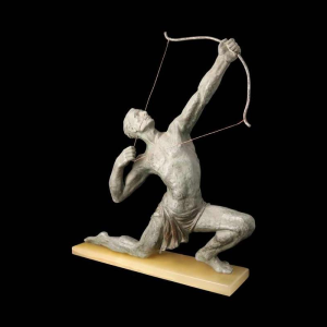 Jean de Roncourt "De boogschutter" Art Deco sculptuur in regula, ca 1920
