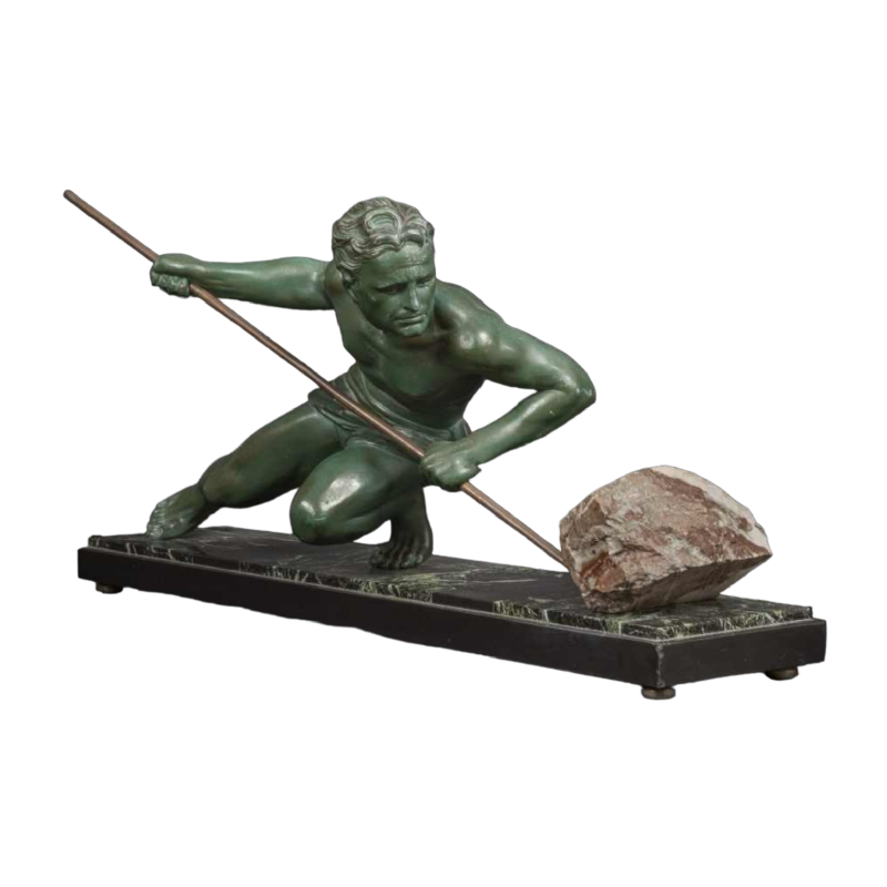 "L'effort" ou "L'athlète" sculpture en métal Art Déco, ca 1930, attribué à GUSTAVE LOUIS BUCHET
