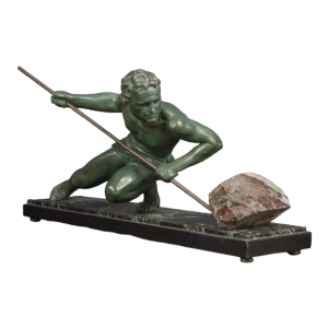 GUSTAVE LOUIS BUCHET "Inspanning" of "Atleet" Art Deco bronzen sculptuur, ca 1930