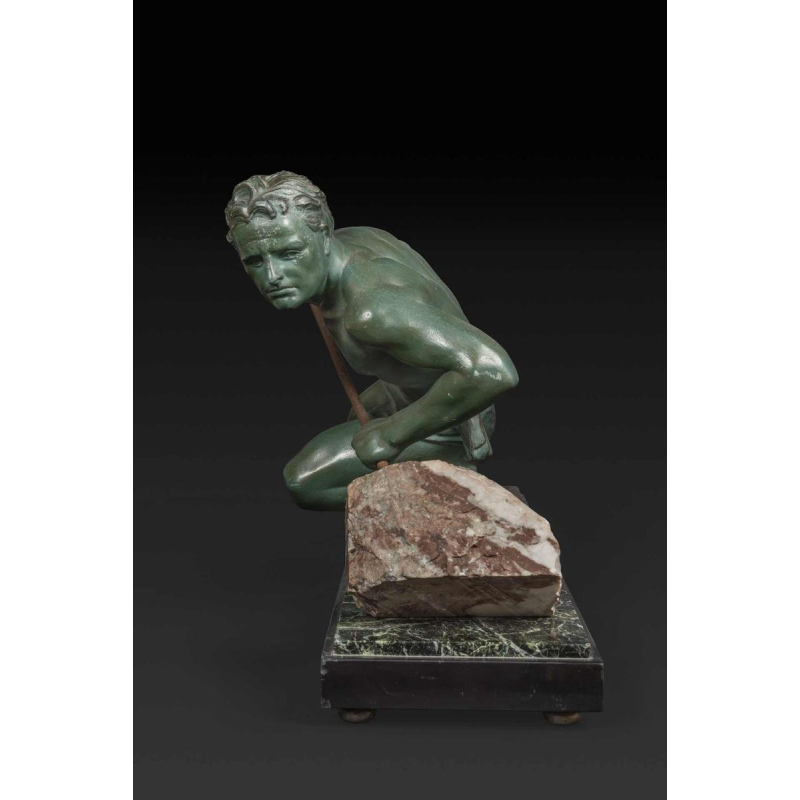 GUSTAVE LOUIS BUCHET "The effort" ou "The athlete" Art Deco bronze sculpture, ca 1930