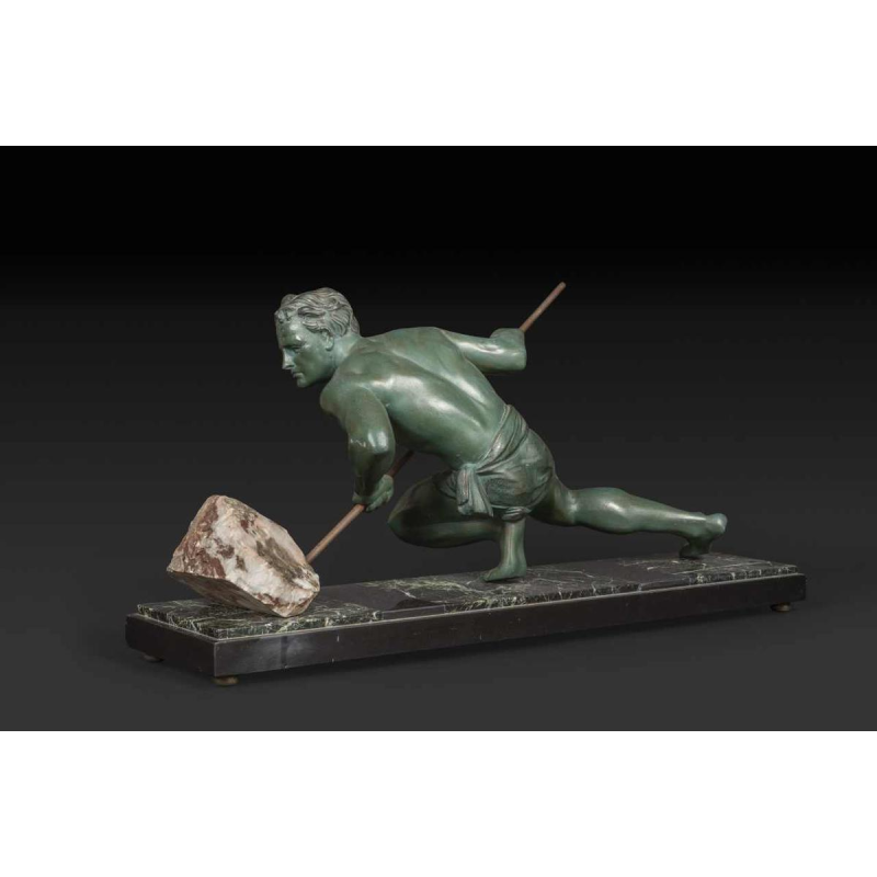 GUSTAVE LOUIS BUCHET "The effort" ou "The athlete" Art Deco bronze sculpture, ca 1930