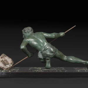"L'effort" ou "L'athlète" sculpture en métal Art Déco, ca 1930, attribué à GUSTAVE LOUIS BUCHET