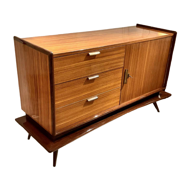 Albert Gueuning , meuble dressoir en wenge massif et placage de zebrano