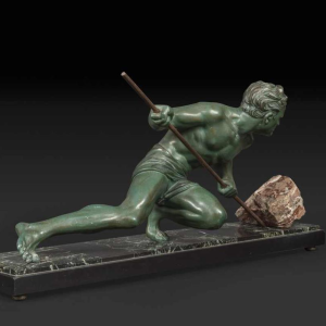 "The effort" ou "The athlete" Art Deco metal sculpture, ca 1930, Attributed to GUSTAVE LOUIS BUCHET