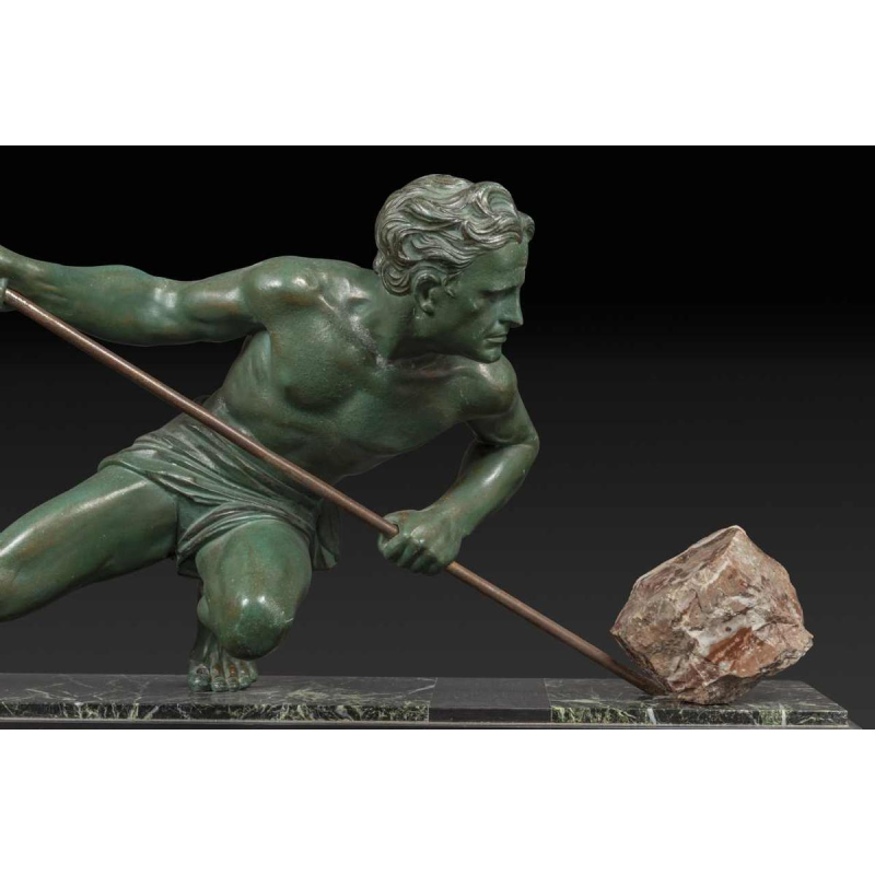 GUSTAVE LOUIS BUCHET "L'effort" ou "L'athlète" sculpture en bronze Art Déco, ca 1930