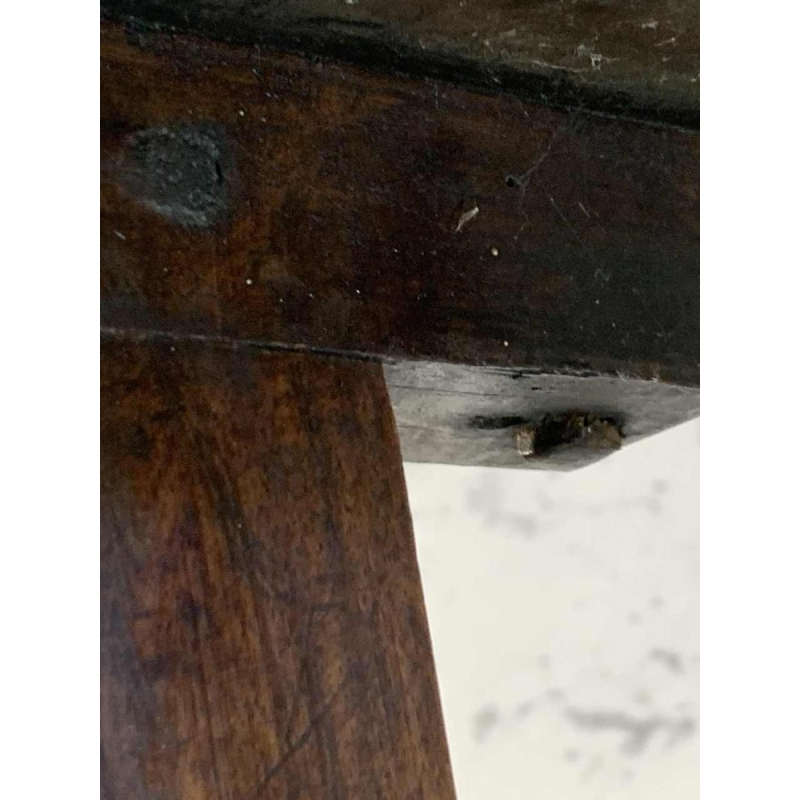 Spaanse notenhouten tafel met Lyre poten, spanner van smeedijzer, 19e eeuw