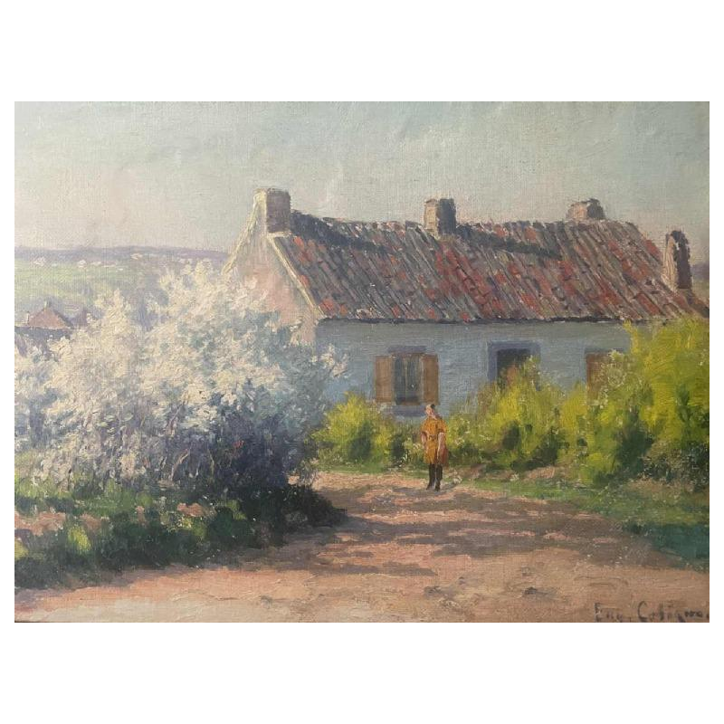 Eugène COLIGNON (1876-1961): « Dame devant sa chaumière »
