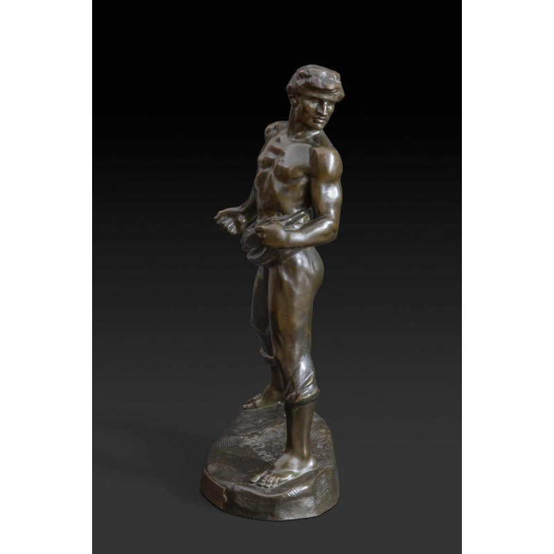 Jef Lambeaux The Sower bronze sculpture of a man, late 19th century
