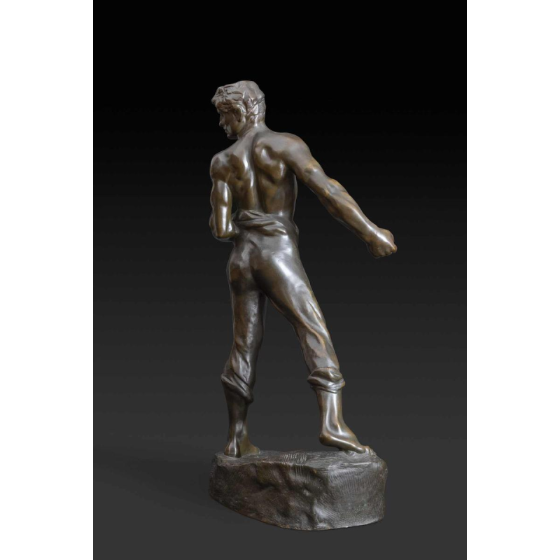 Jef Lambeaux The Sower bronze sculpture of a man, late 19th century