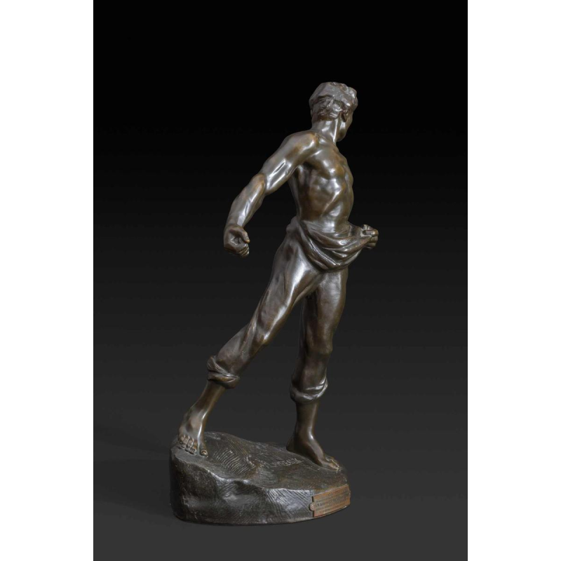 Jef Lambeaux The Sower bronze sculpture of a man, late 19th century