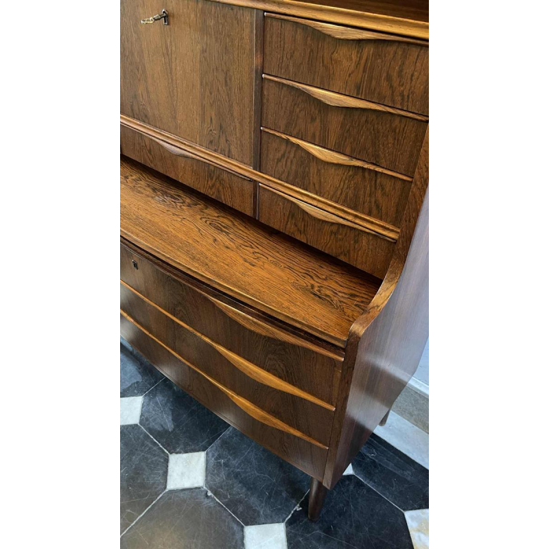 Meuble Bureau Secrétaire Vintage Design Scandinave Danois en Palissandre, 1960s