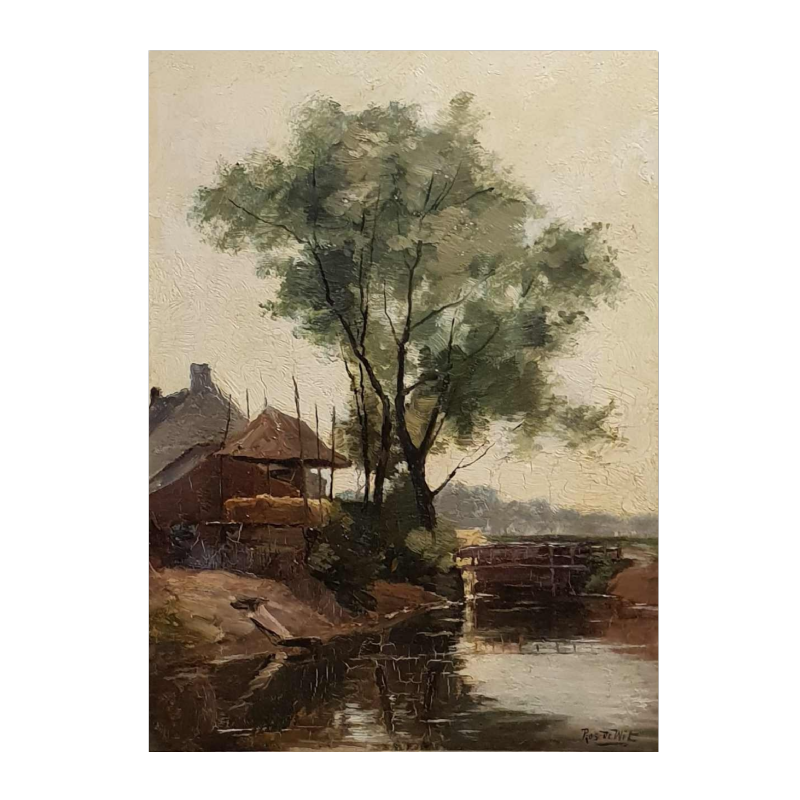 Untitled, oil on panel by Prosper DE WIT (1862-1951):