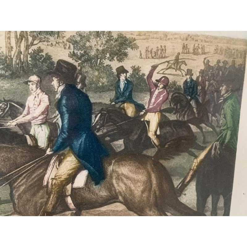 CARLE VERNET 'La Course' de chevaux, gravure Ã©questre ancienne, 19Ã¨me siÃ¨cle