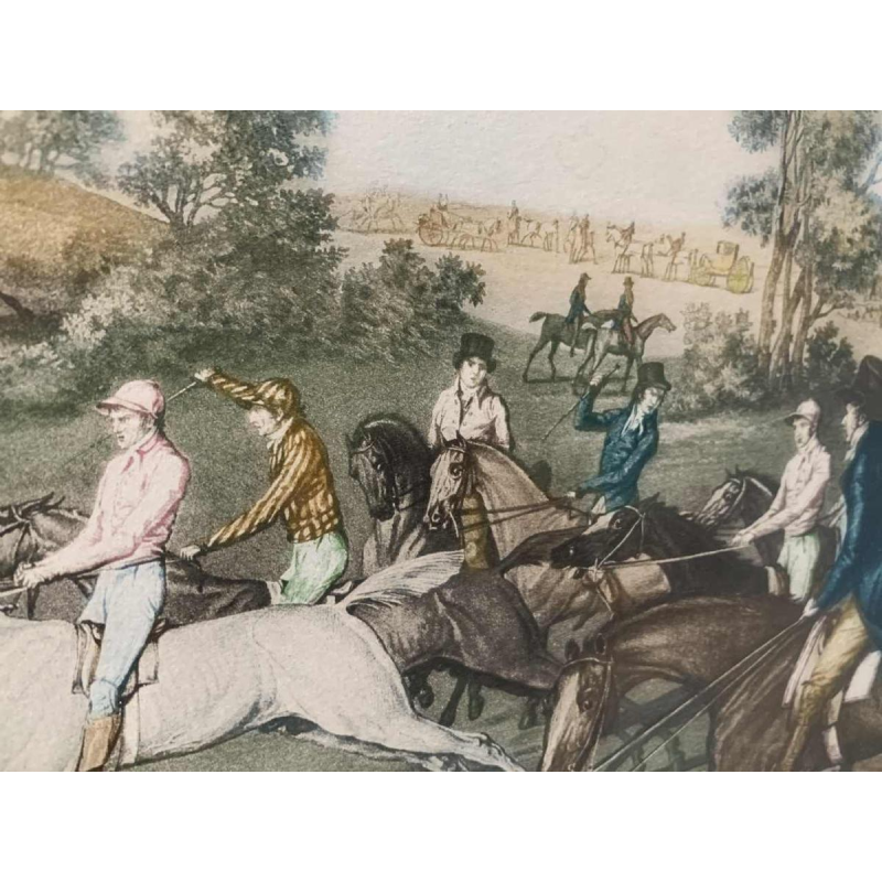CARLE VERNET 'La Course' de chevaux, gravure Ã©questre ancienne, 19Ã¨me siÃ¨cle