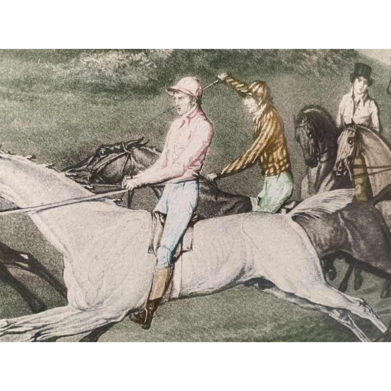 CARLE VERNET ' La Course ' antieke paardensportgravure, einde van 19th